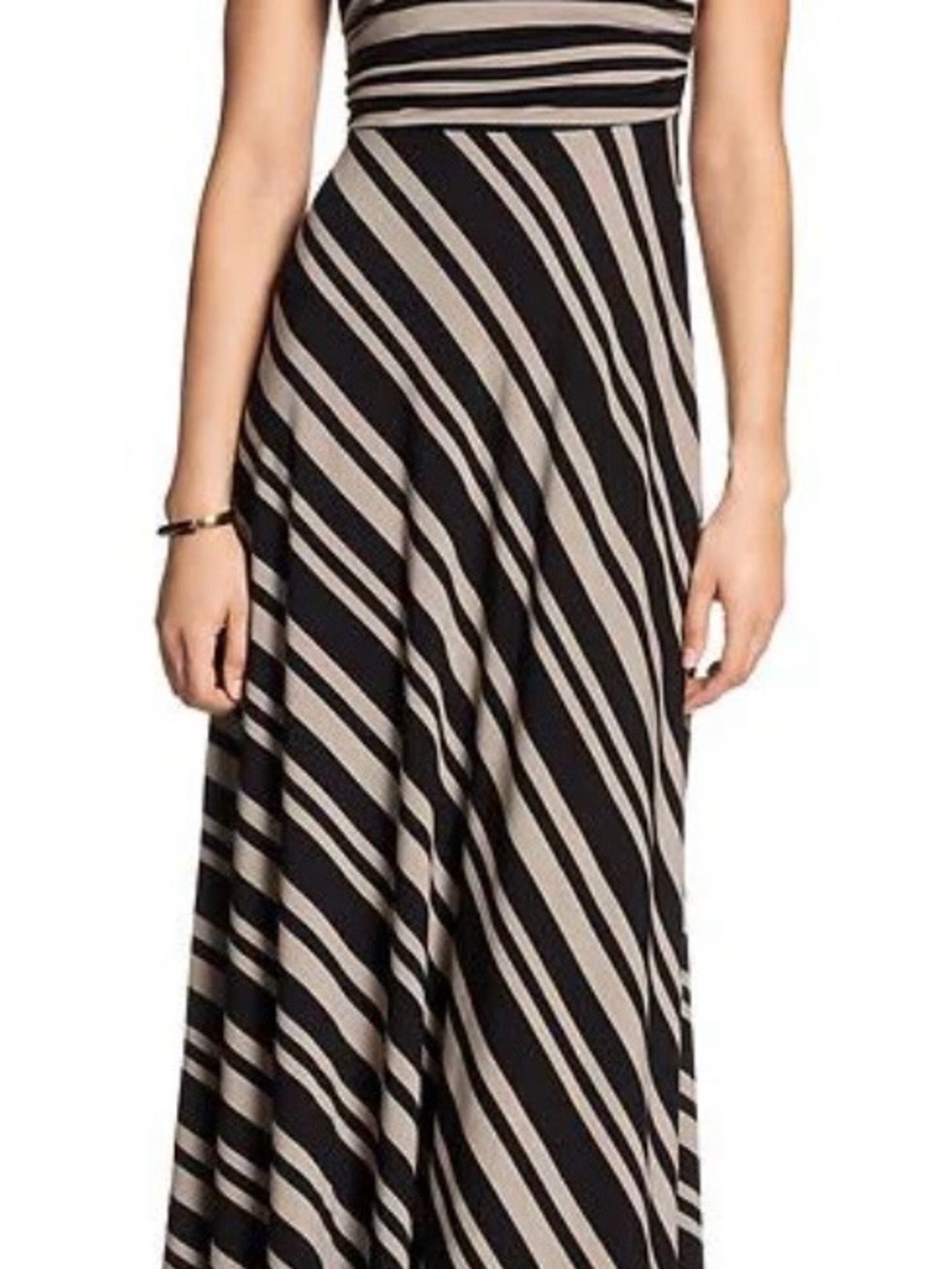Banana Republic Black and Cream tube Diagonal Stripe Maxi Dress